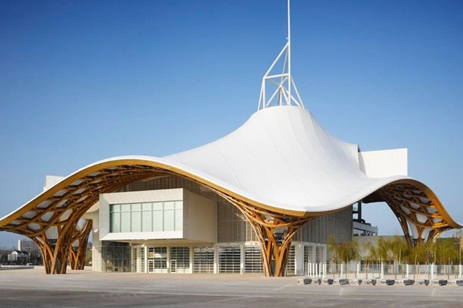 Public building with wave roof