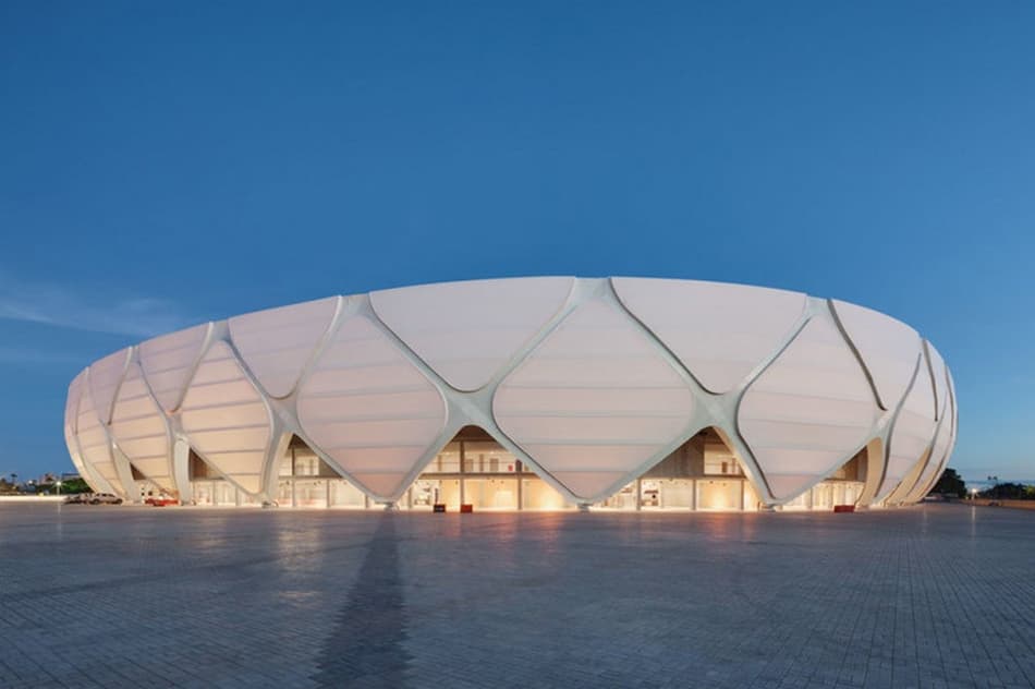 Oval stadium facade