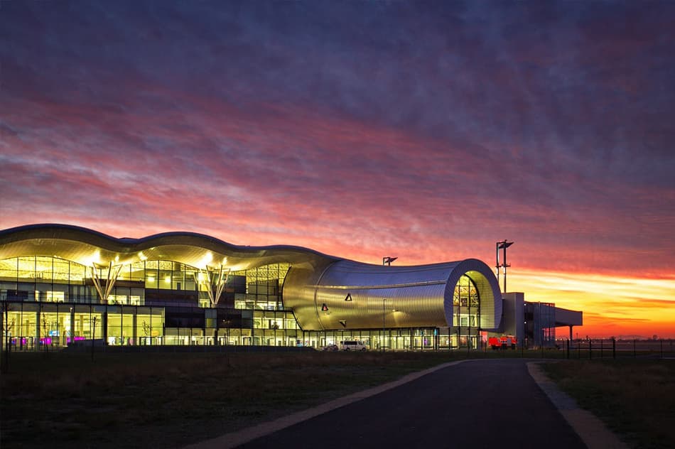 Arched roof at sunset