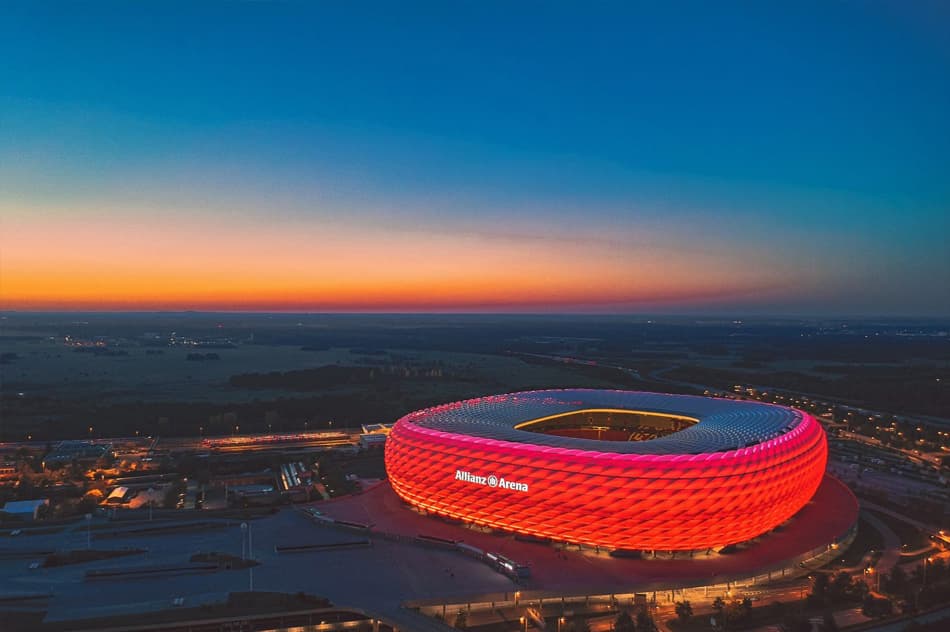 Red metal stadium envelope