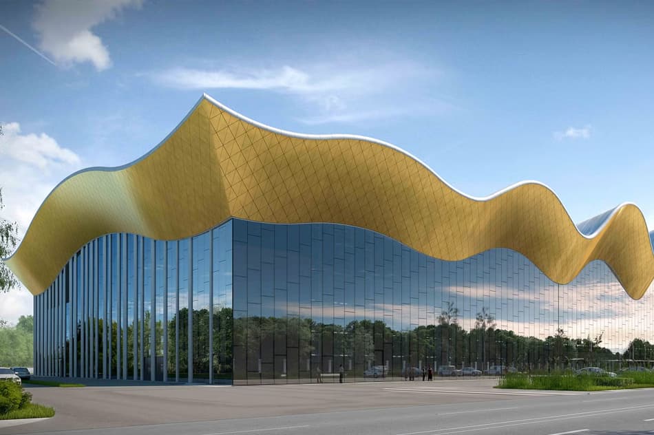 Gold wave roof facade
